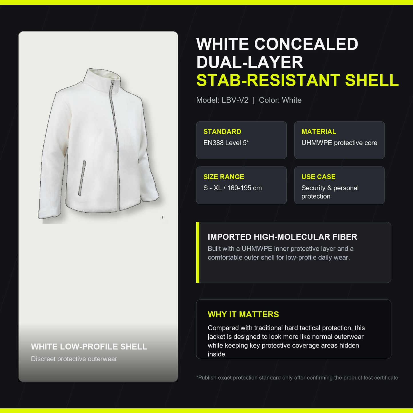 Discreet Stab-Resistant White Work Jacket
