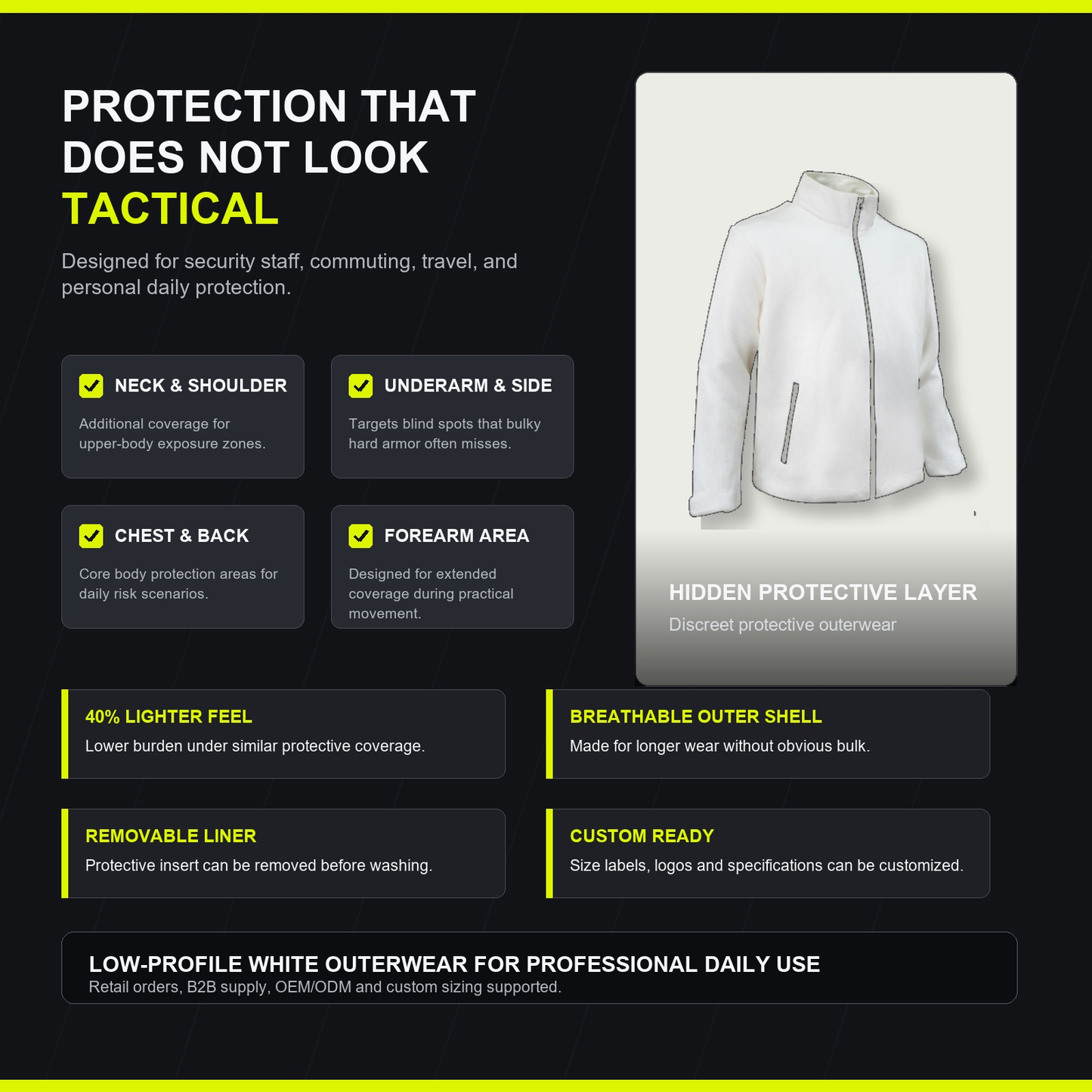 Discreet Stab-Resistant White Work Jacket
