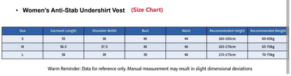 Women’s EN388 Level 4 Stab-Resistant Inner Protective Vest