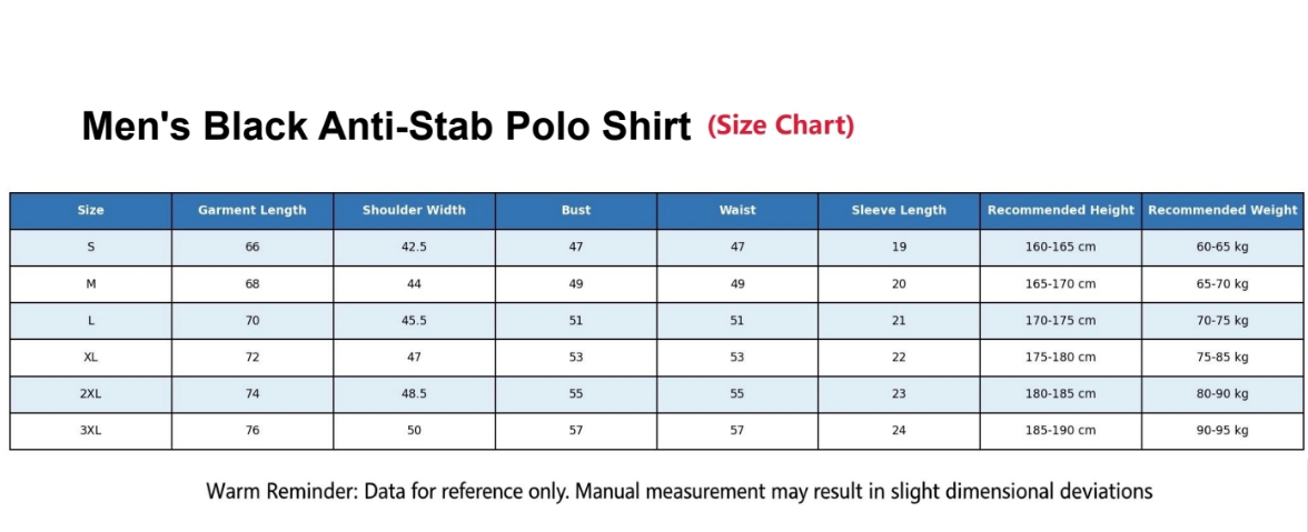 Men’s Black UHMWPE Stab-Resistant Polo Shirt
