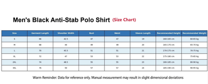 Men’s Black UHMWPE Stab-Resistant Polo Shirt